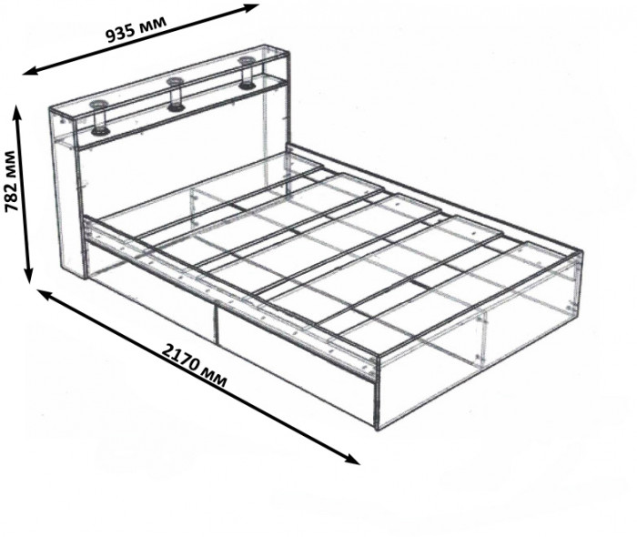 Камелия Кровать 0900, дуб сонома