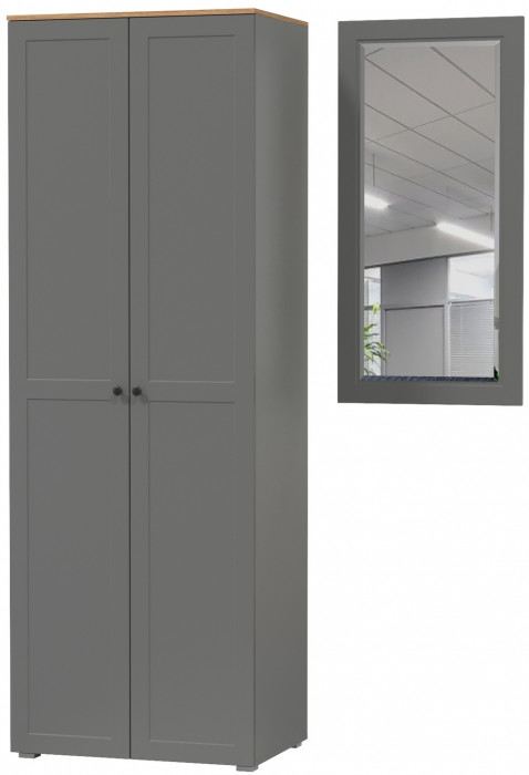 Остин Прихожая 07, серый графит/дуб крафт золотой