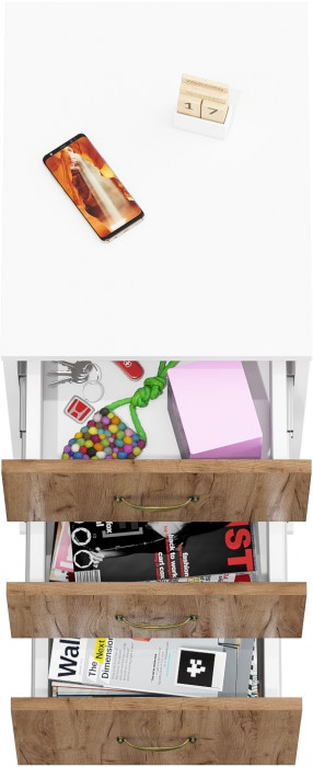 Лидер-8 Модуль Тумба МД 3.16, белый шагрень/крафт золото