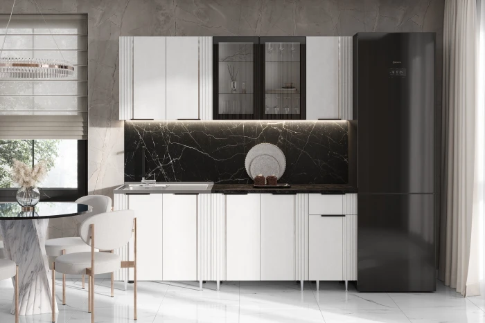 Кухня Виктория 2,0м Пластер бьянко/белый