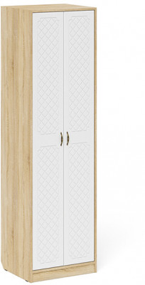 Прихожая П-6 Шкаф, цвет дуб сонома/фасады МДФ белое дерево фрезеровка ромб, ШхГхВ 60х50х210 см.