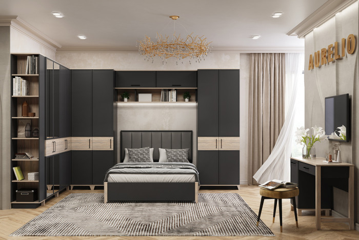 Шкаф для белья Аурелио 60, Антрацит, Блеквуд Сатиновый