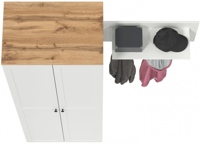 Остин Прихожая 08, белый шагрень/дуб крафт золотой