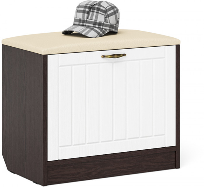 Прихожая П-6 Тумба, цвет венге/фасады МДФ белое дерево фрезеровка прованс, ШхГхВ 60х35х50 см.