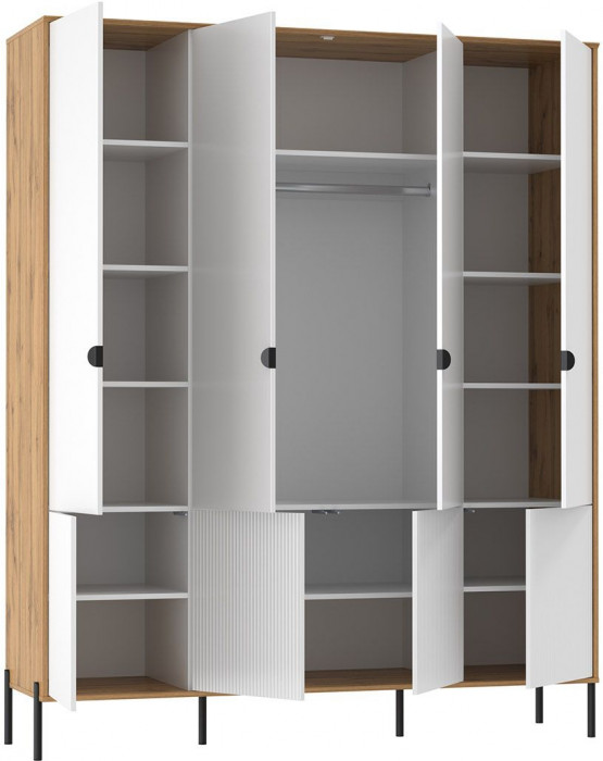 Шкаф для одежды 72.01 Кензо Дуб Вотан / Белый глянец снег