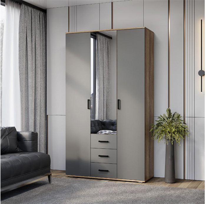 Шкаф 3-х створчатый "Вегас" ШК-08 дуб каньон/графит