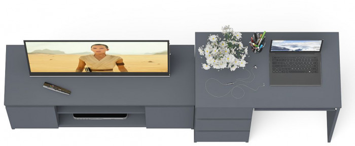 Мори Стол компьютерный МС-6 левый + Тумба МТВ1200.1, цвет графит, ШхГхВ 210,4х50х76,6 см., выдвижные ящики слева, НЕ универсальная сборка