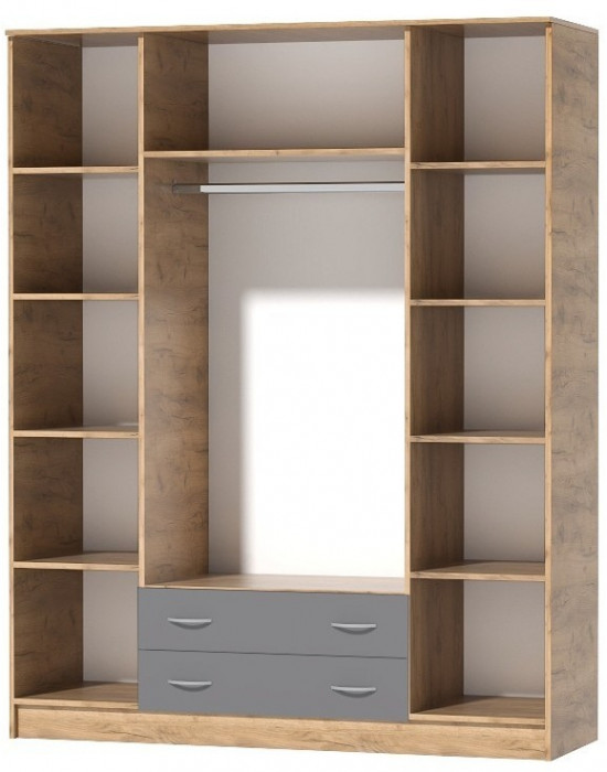 Кэт-7 Шкаф 4 -створчатый (Крафт золотой / Графит)