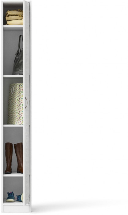 Прихожая П-6-500 Пенал, белая шагрень/фасады МДФ белое дерево фрезеровка ромб