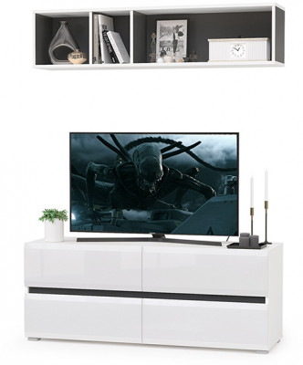 Сидней Комплектация № 001, корпус белый/чёрный/фасады МДФ белый глянец