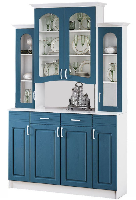 Буфет Констанция 4-х створчатый (Белый матовый / Джинс)