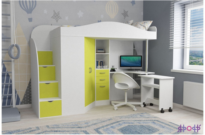 Кровать-чердак Юниор 4 (Дуб молочный/Венге)