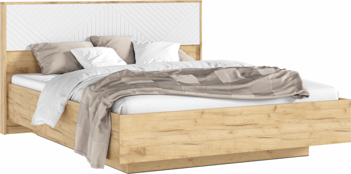 Флэш Кровать парящая 160 с ПМ, дуб крафт/браш вайт