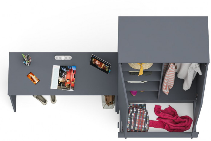 Мори Стол письменный МСП1200.1 + Шкаф МШ900.1, цвет графит, ШхГхВ 210,8х50,4х179,6 см., универсальная сборка