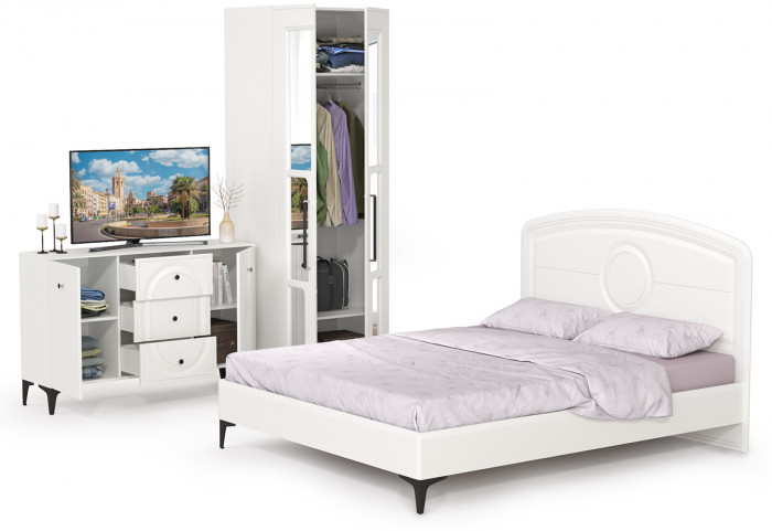 Валенсия Спальня № 17, ЛДСП белый шагрень/МДФ белый шагрень