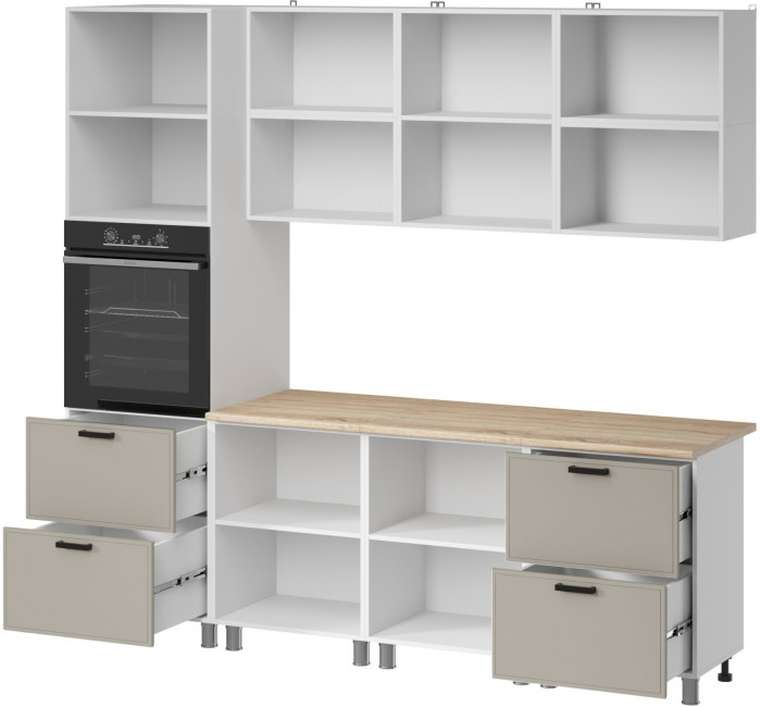 МК Аленушка 2,4м Магнолия Керамика,скоба черный,сонома