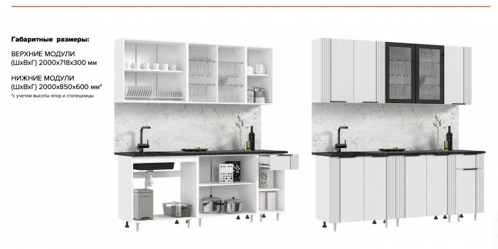 Кухня Виктория 2,0м Камень светлый/камень темный/графит