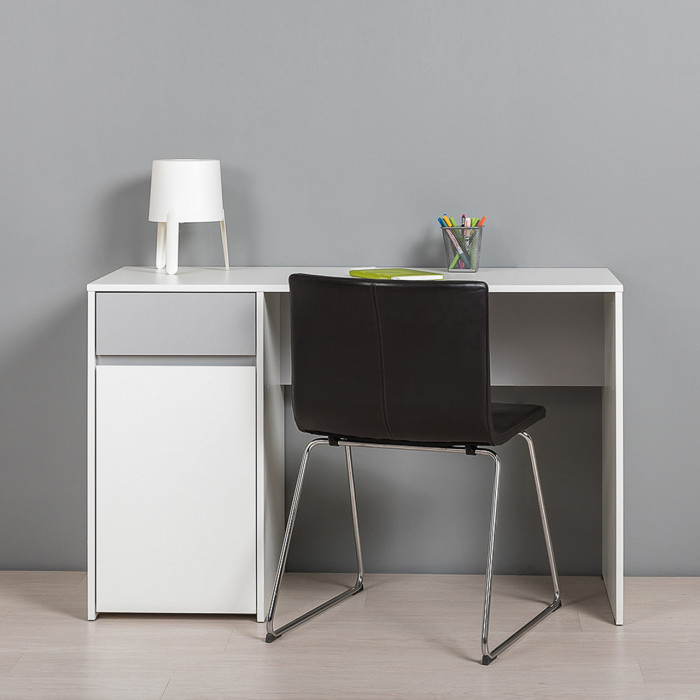 Торонто 12.149 Стол, цвет белый шагрень/стальной серый, ШхГхВ 120х53,1х75,3 см., универсальная сборка