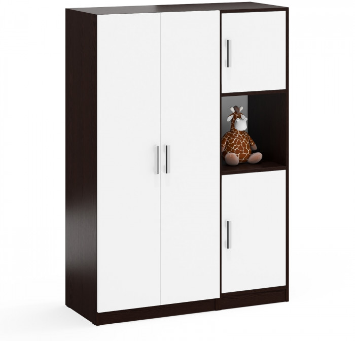 Шкаф С-МД-СК9Ш+Пенал С-МД-СК9П, цвет венге/белый шагрень, ШхГхВ 113х45х160 см., универсальная сборка