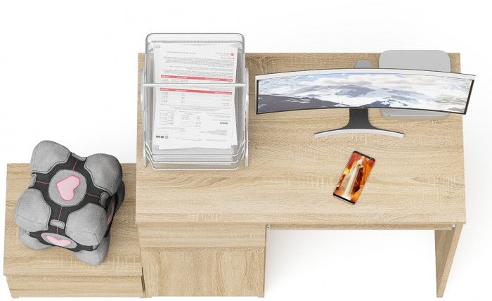 Мори Стол компьютерный МС-1 левый + Тумба ТМП400.1, цвет дуб сонома, ШхГхВ 130,4х50х76,6 см., выдвижной ящик слева, НЕ универсальная сборка