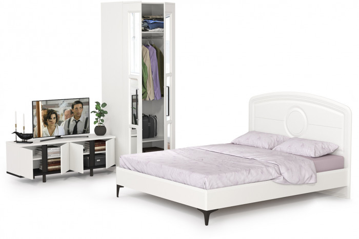 Валенсия Спальня № 25, ЛДСП белый шагрень/чёрный/МДФ белый шагрень