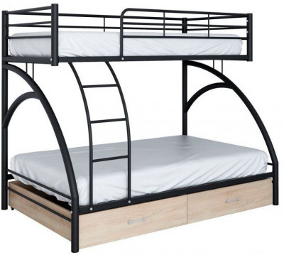Двухъярусная кровать Виньола-2ЯЯ (с укороченной лестницей) (Черный)