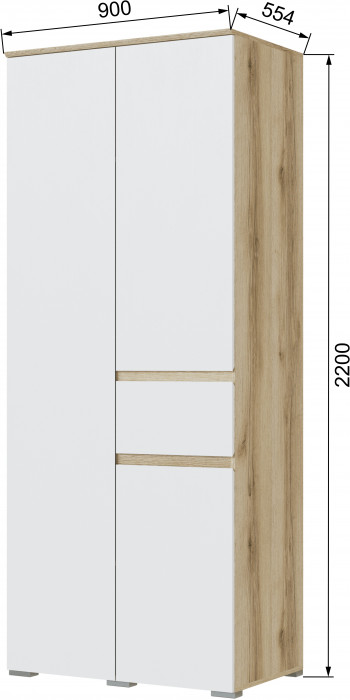 Плейона Шкаф 2-х створчатый, делано/белый
