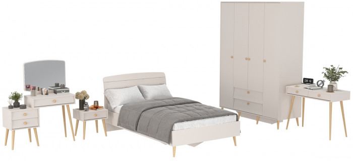 Афина Спальня 34-1200, цвет кашемир серый, сп.м. 1200х2000 мм., б/м, основание есть - фанера