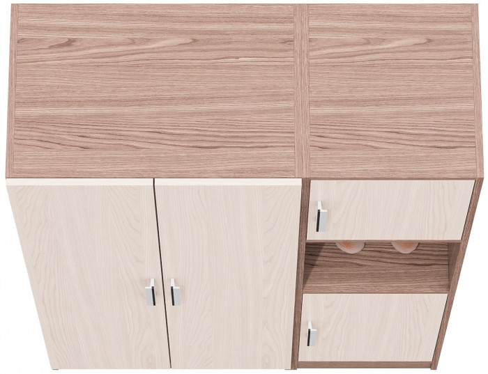 Шкаф С-МД-СК9Ш+Пенал С-МД-СК9П, цвет ясень шимо светлый/ясень шимо тёмный, ШхГхВ 113х45х160 см., универсальная сборка