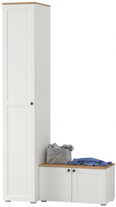 Остин Прихожая 11, белый шагрень/дуб крафт золотой