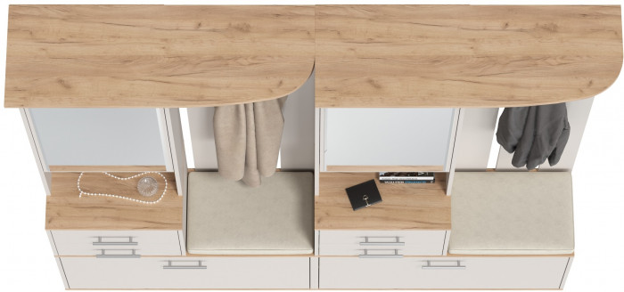 Два шкафа с вешалкой Домино 2-3431дкз/к.с, дуб крафт золотой/кашемир серый