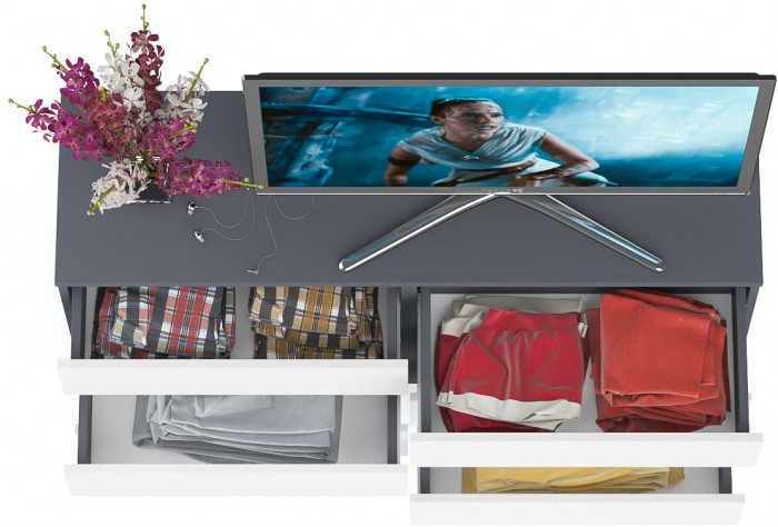 Мори Комод МК1380.6, графит/белый