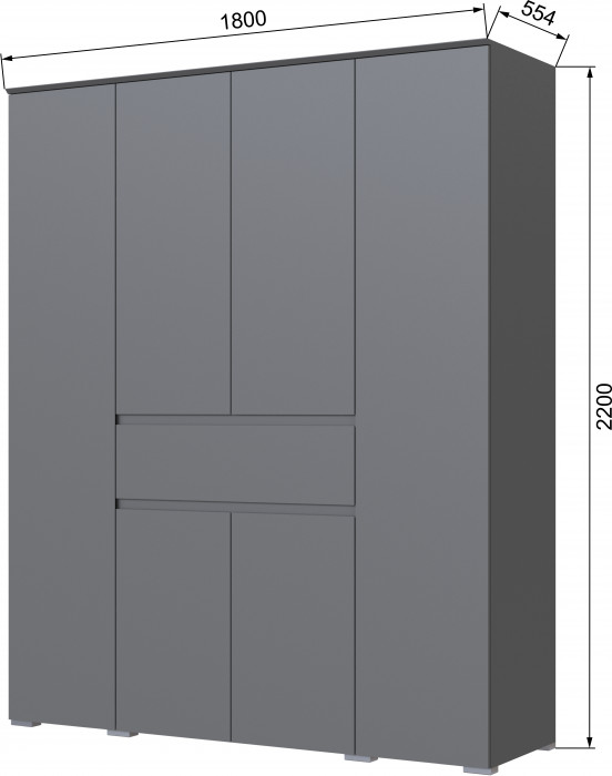 Плейона Шкаф 4-х створчатый графит серый