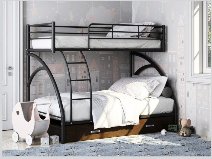 Двухъярусная кровать Виньола-2Я (с укороченной лестницей) (Белый)