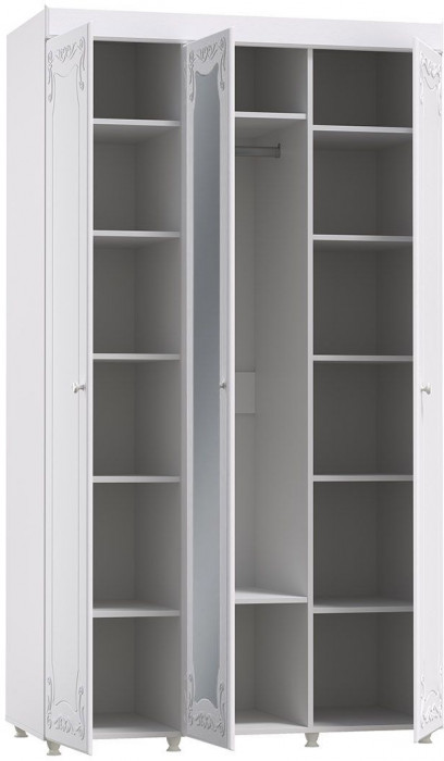 Шкаф 3-х дверный с зеркалом Италия ИТ-54 белое дерево