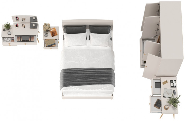 Афина Спальня 34-1400, цвет кашемир серый, сп.м. 1400х2000 мм., б/м, основание есть - фанера