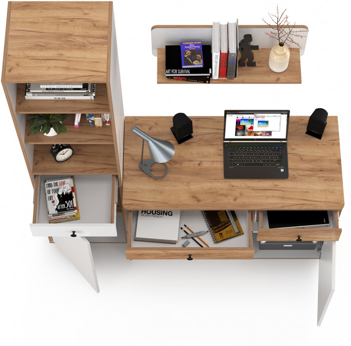 Вуди Компоновка № 03, белый премиум/дуб крафт золотой