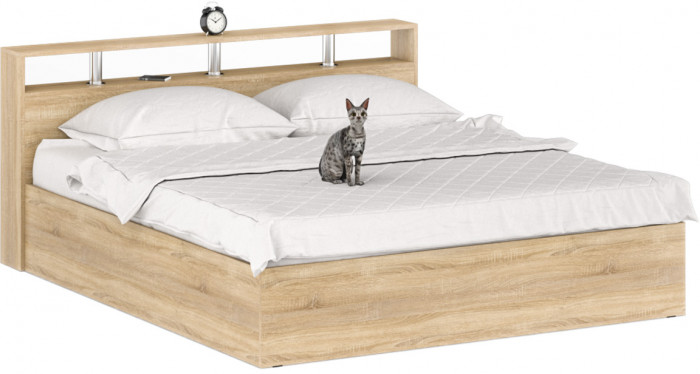 Камелия Кровать 1800, цвет дуб сонома, ШхГхВ 183,5х217х78,2 см., сп.м. 1800х2000 мм., без матраса, основание есть