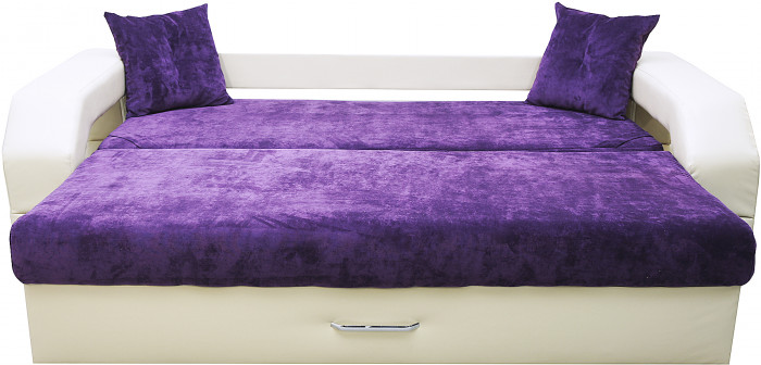 Диван еврокнижка Манчестер 160 ВЕЛЮР 10 ФИОЛЕТОВЫЙ ЭКОКОЖА БЕЖЕВАЯ НПБ
