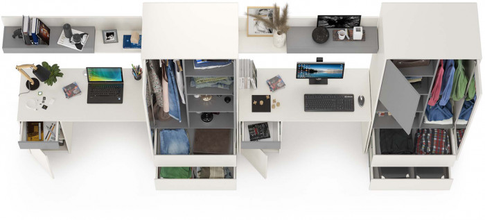 Торонто Компоновка № 12, белый шагрень/стальной серый