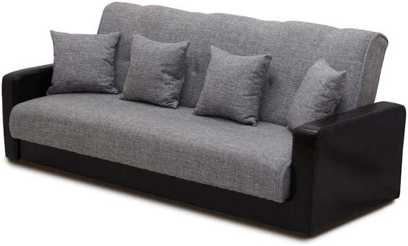 Раскладной диван-кровать, прямой, книжка, цвет серо-черный, кожа/рогожка, Лондон 140х190