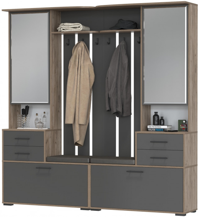 Два шкафа с вешалкой Домино 2-3431дкт/граф, дуб крафт табачный/графит