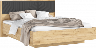 Сильвия Кровать парящая 1,6м с ПМ с подсветкой Браш Графит/Дуб Крафт, Дуб Крафт