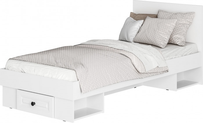 Кровать с проложками ДСП и ящиками Софт КР-01 (0,9), Белый