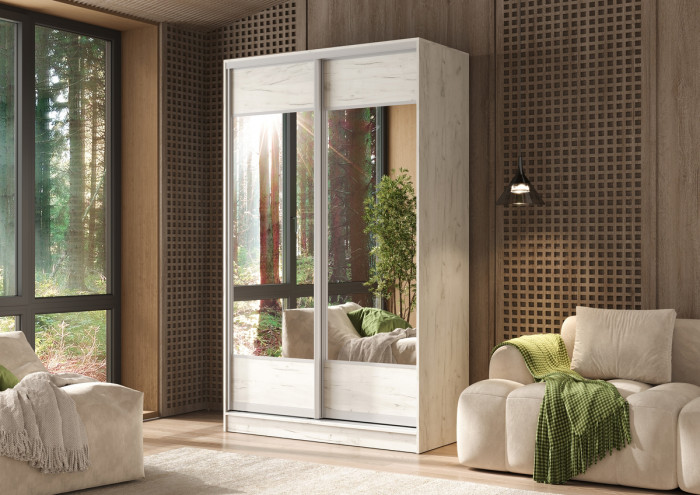 Шкаф-купе Тринити-9 (1,35 м), Дуб крафт белый