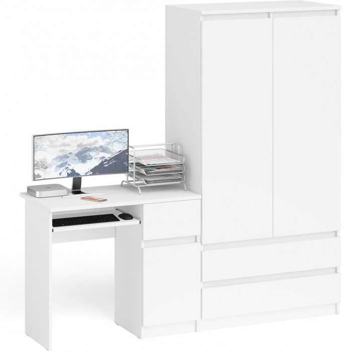 Мори компьютерный стол МС-1 правый + Шкаф МШ900.1, белый