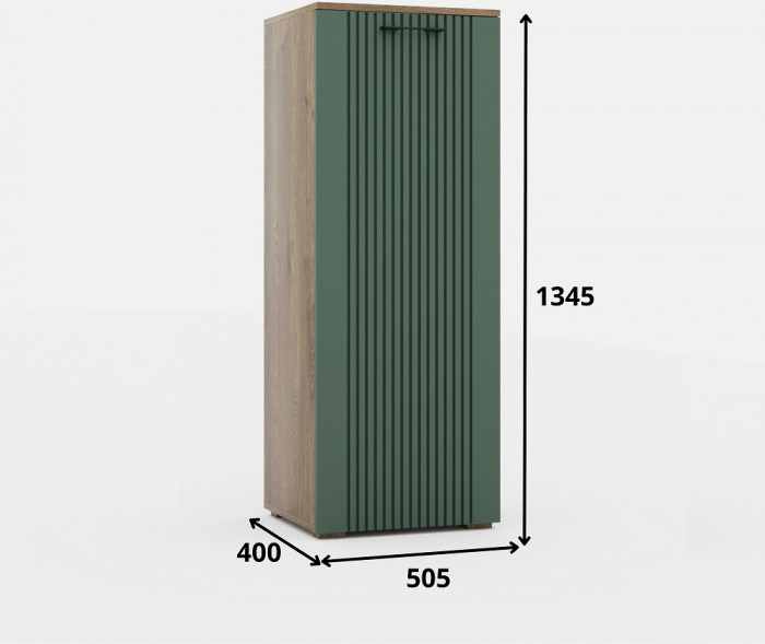 Тумба высокая для гостиной "Монреаль" - Дуб канзас/Зеленый матовый