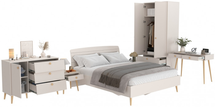 Афина Спальня 01-1600, цвет кашемир серый, сп.м. 1600х2000 мм., б/м, основание есть - фанера