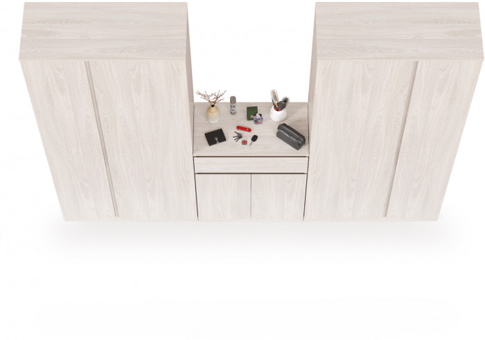 КР100 Ника прихожая № 10, цвет ясень анкор светлый, ШхГхВ 255,6х38,3х207,9 см., универсальная сборка