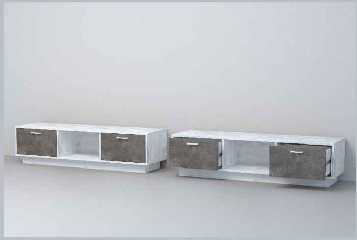 Эго Тумба Т-3 ПД (Глянец Белый/Бетон Светлый)